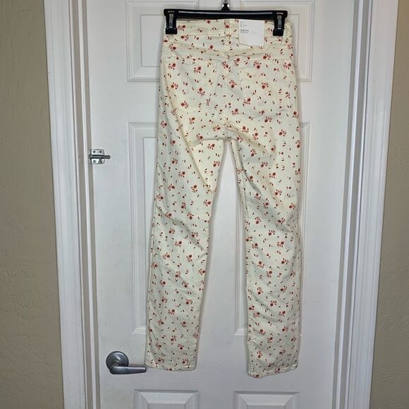 H&M Slim Fit Cropped Leg High Rise Floral Jeans Size 4 - Picture 3 of 6